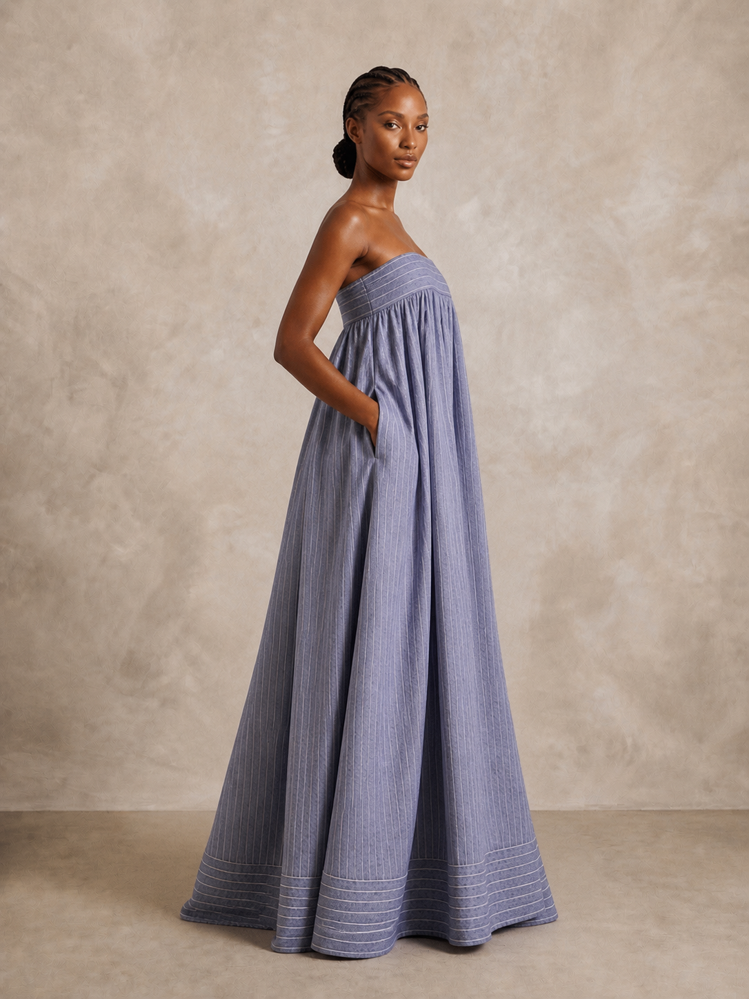 ZURI DRESS – Blue Stripe Linen Maxi