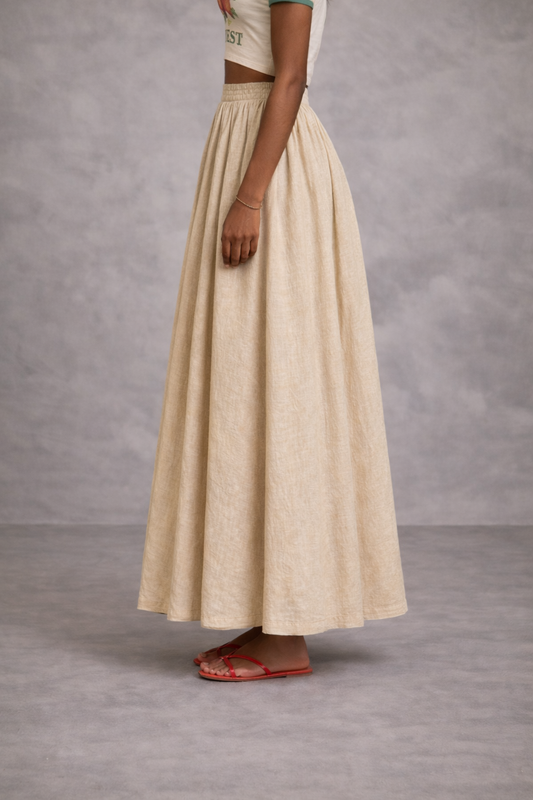 Aurelia Linen Maxi Skirt- Yellow