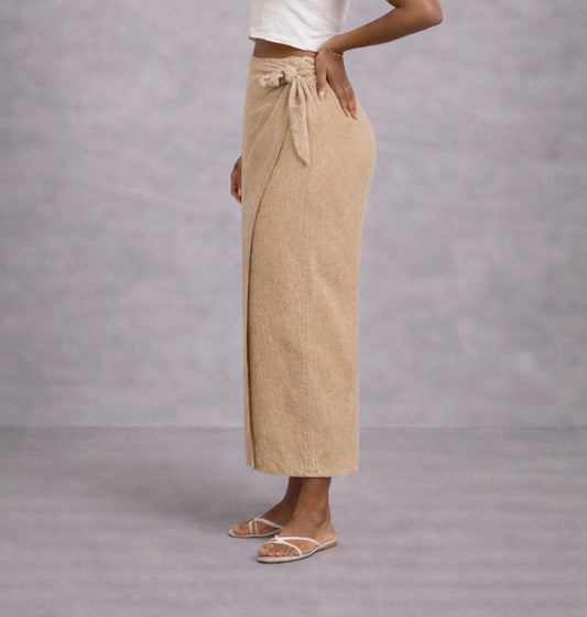 The Elia Linen Wrap Skirt – White