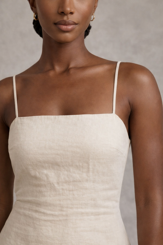 The Elara Linen Maxi Dress – Natural