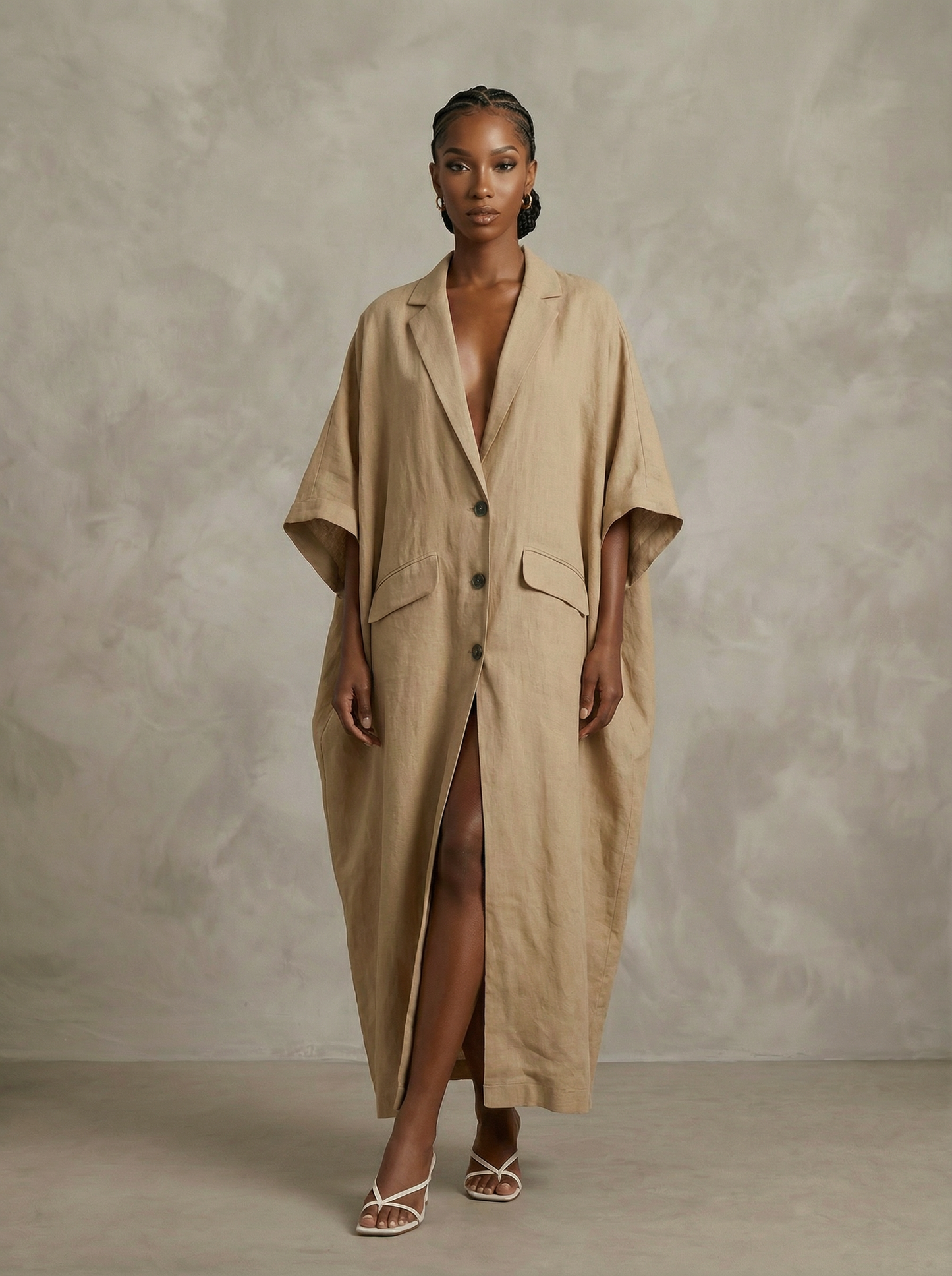 Aria Oversized Shirt Dress – Sand