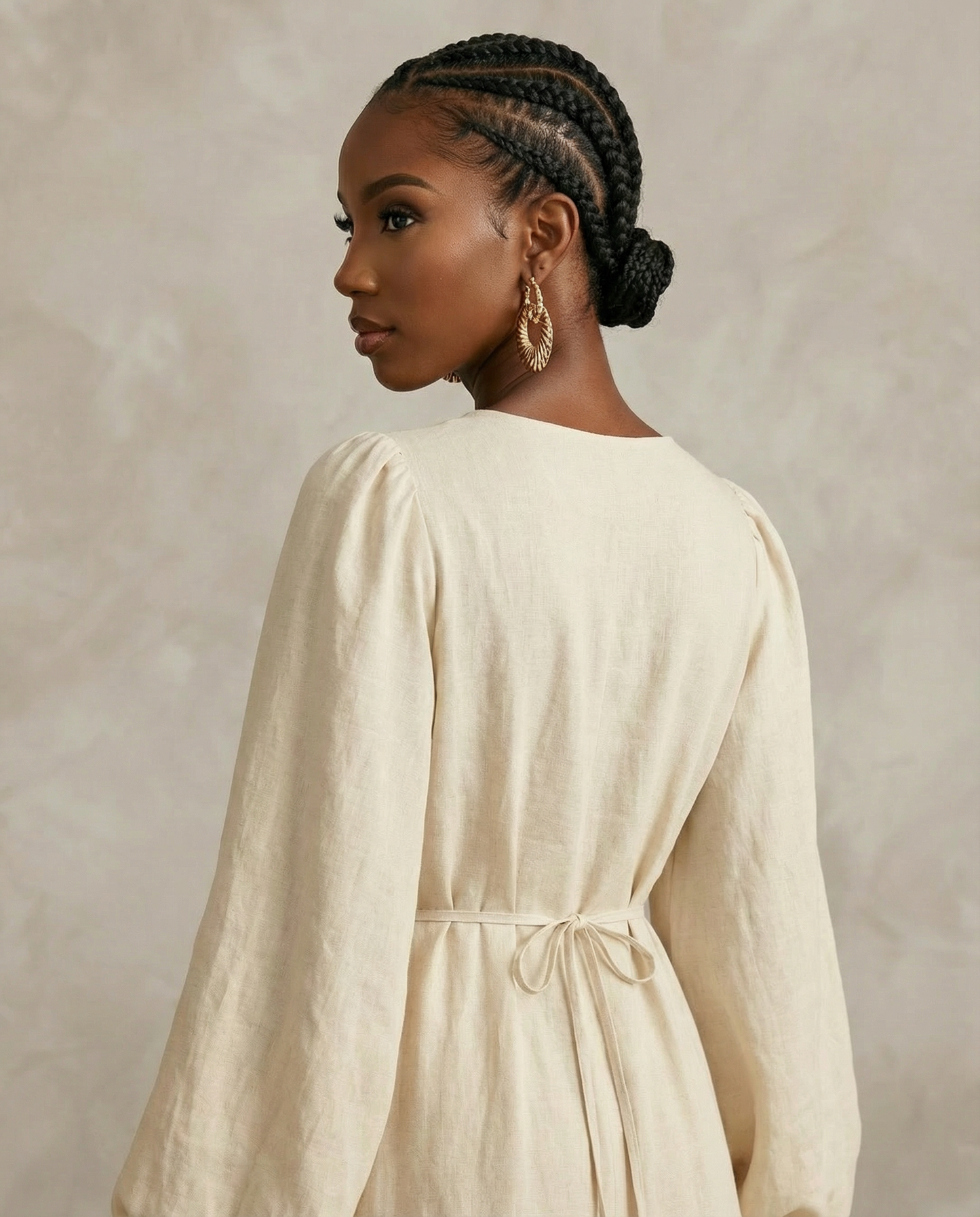 The Sena Ruffle Linen Maxi Dress - Cream