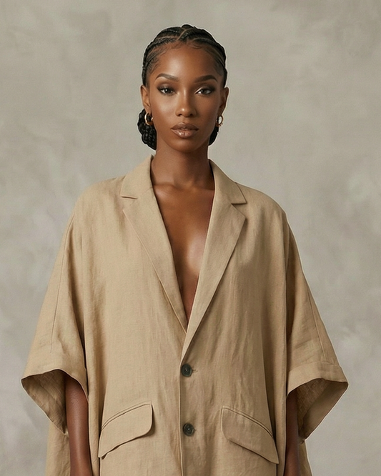 Aria Oversized Shirt Dress – Sand