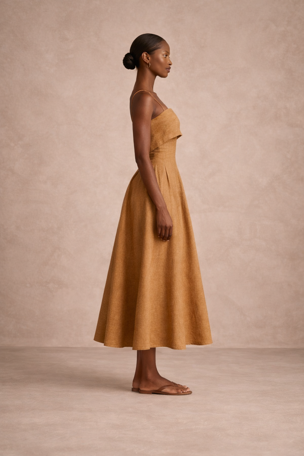 Osha Linen Maxi Dress- Caramel Sand