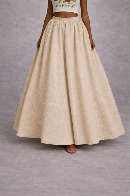 Aurelia Linen Maxi Skirt- Yellow