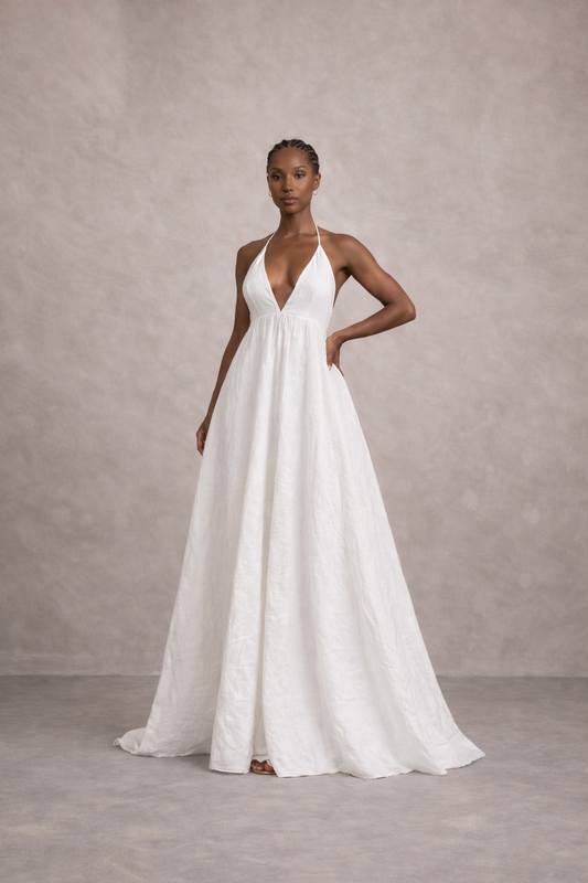 Sahara Halter Maxi Dress – White