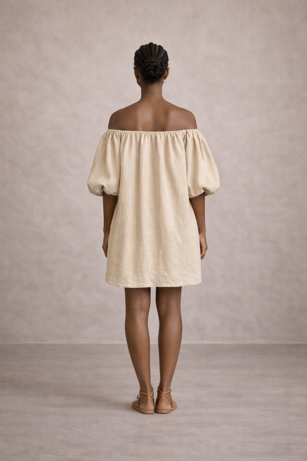 The Luma Off-Shoulder Linen Dress –Sand