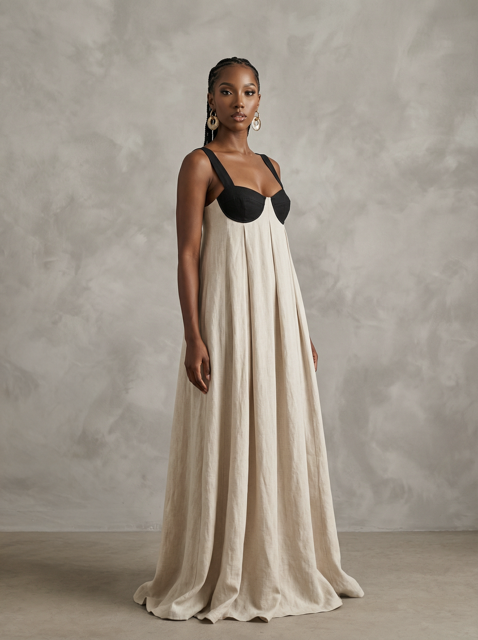 The Selene Linen Maxi Dress